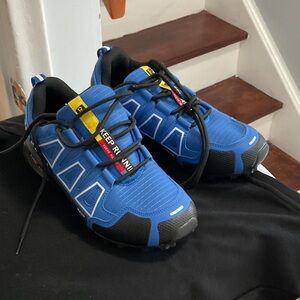P487. KEEP Collective Blue and Black Women's Sneakers with Yellow Accents
